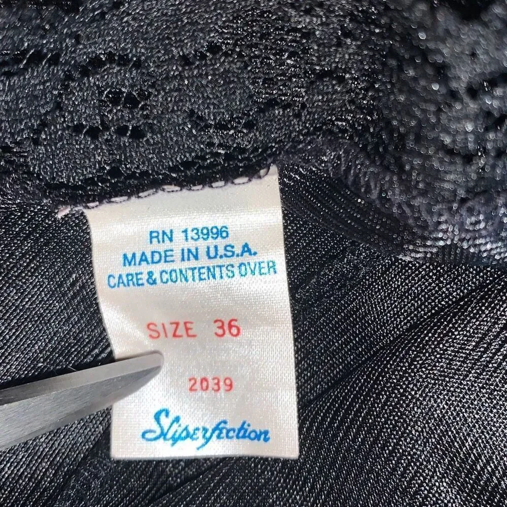Vintage Slip Dress Black Lace Lingerie Sliperfection Nylon Tricot Antron III - Picture 10 of 11